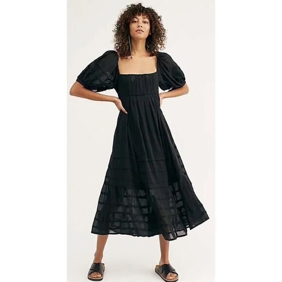 FREE PEOPLE Free People Let's Be Friends Midi Maxi Dress Small Black Open Back - Picture 3 of 14